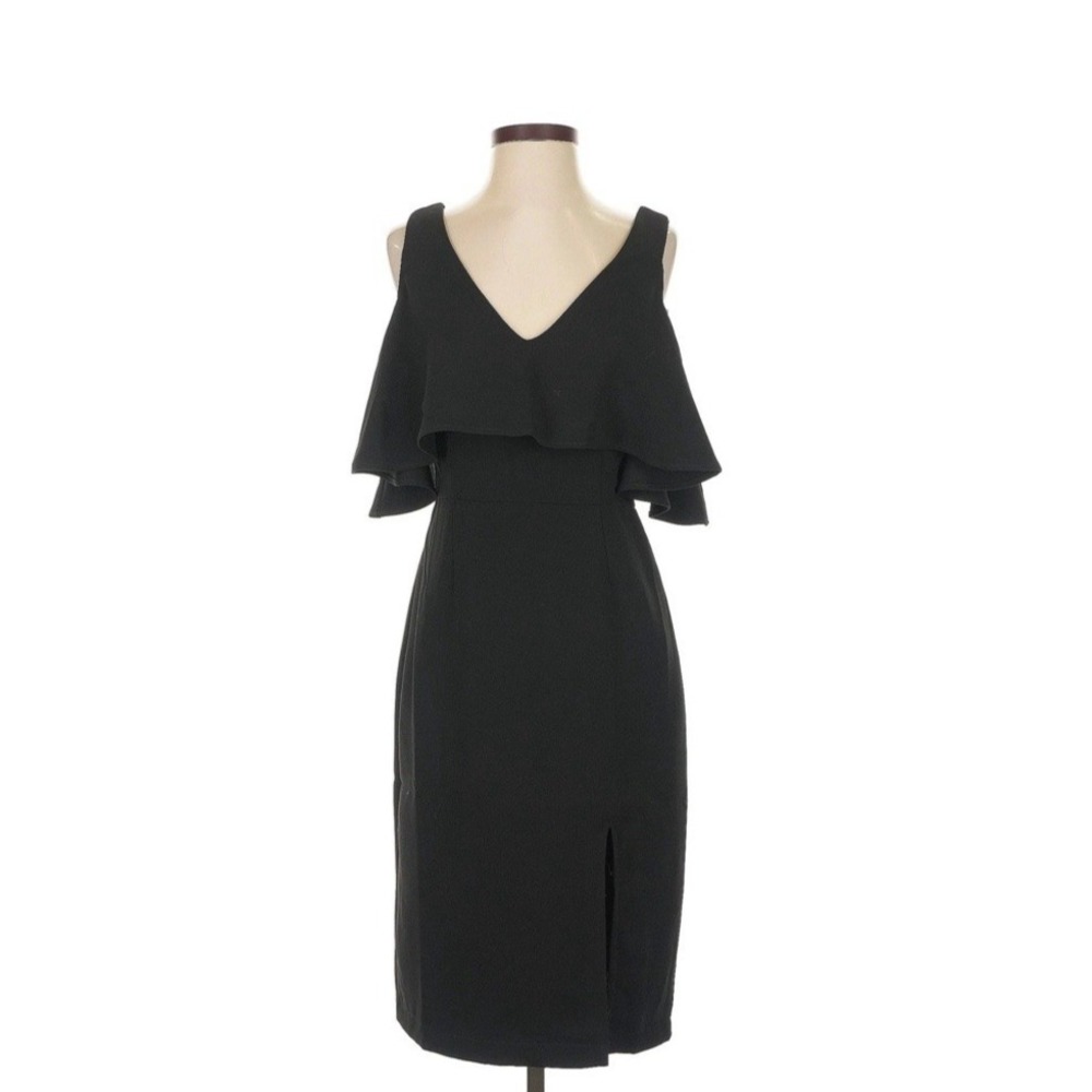 Greylin Black Cocktail Dress Medium Cold Shoulder Midweight Midi